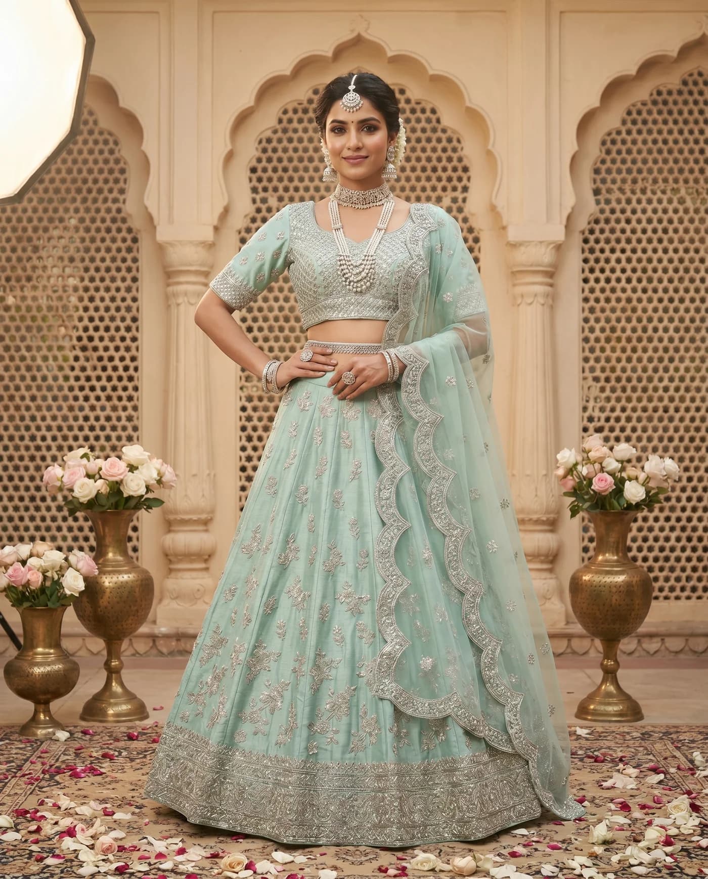 On-model output for Mint bridal lehenga