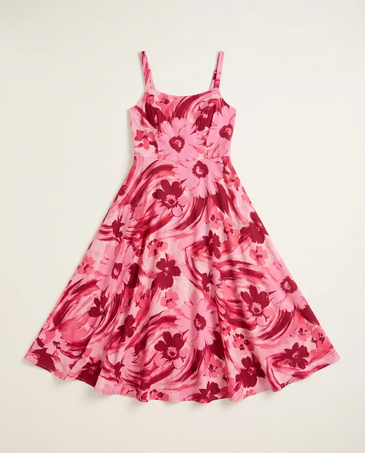 Flat-lay input for Pink floral midi dress