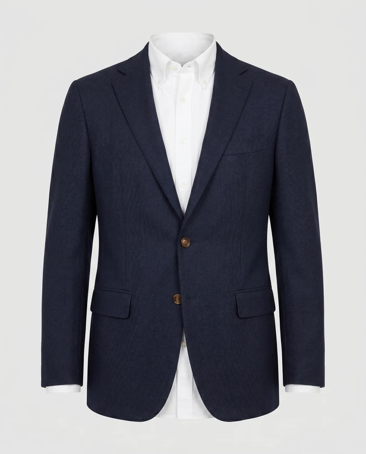 Flat-lay input for Single-breasted navy blazer