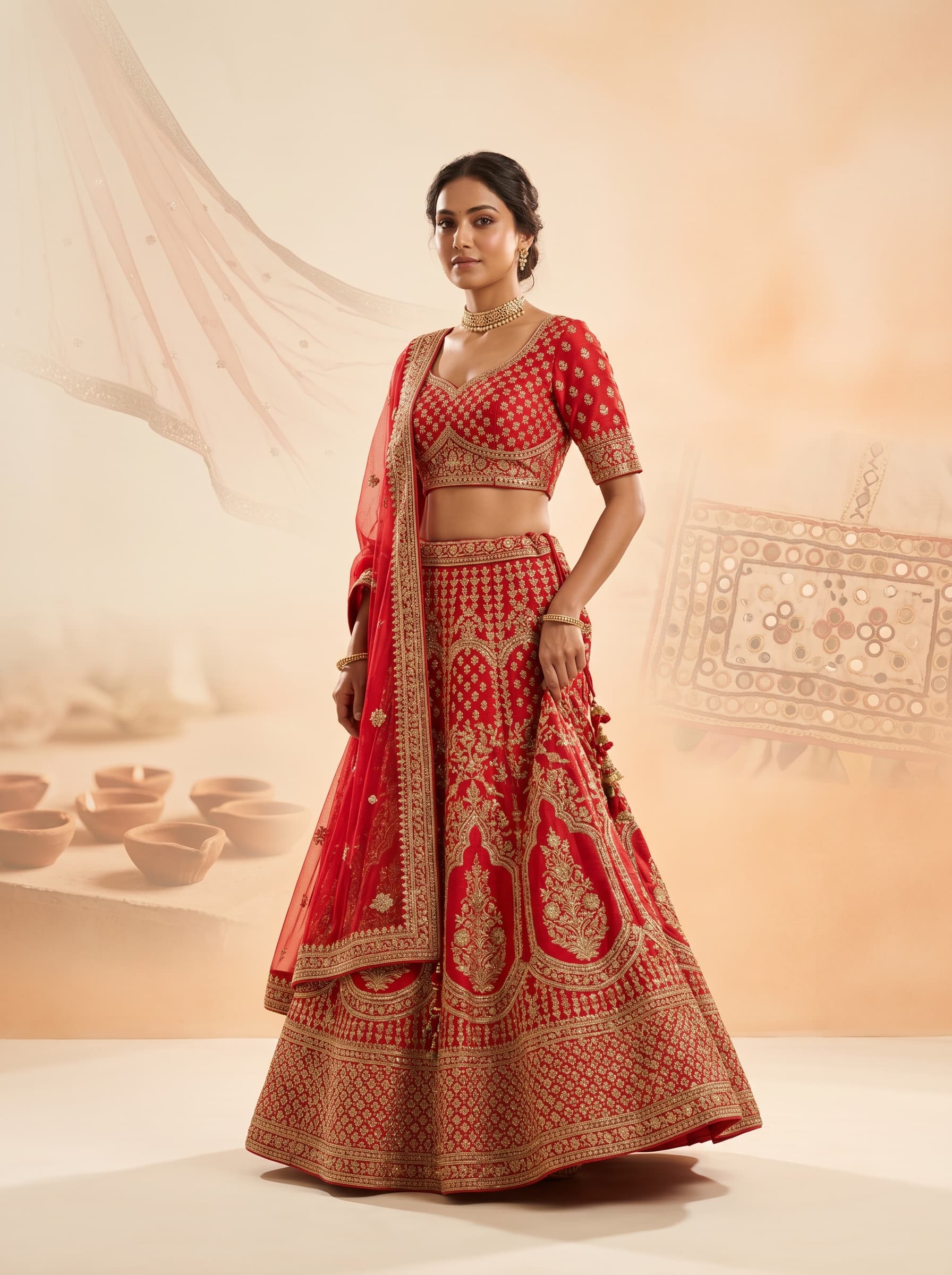 Composite of Diwali, Navratri, Karva Chauth and bridal catalog imagery — Kraftr festival pipeline