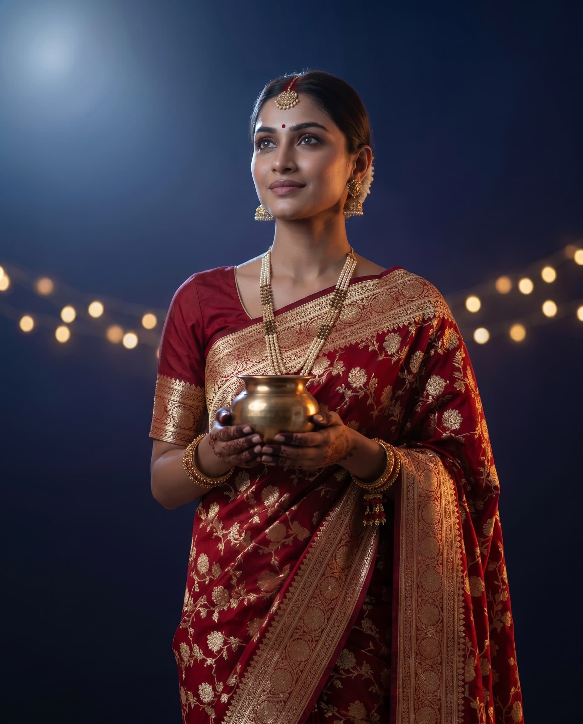 Moonlight-themed Karva Chauth ritual look-shot — editorial lifestyle slot