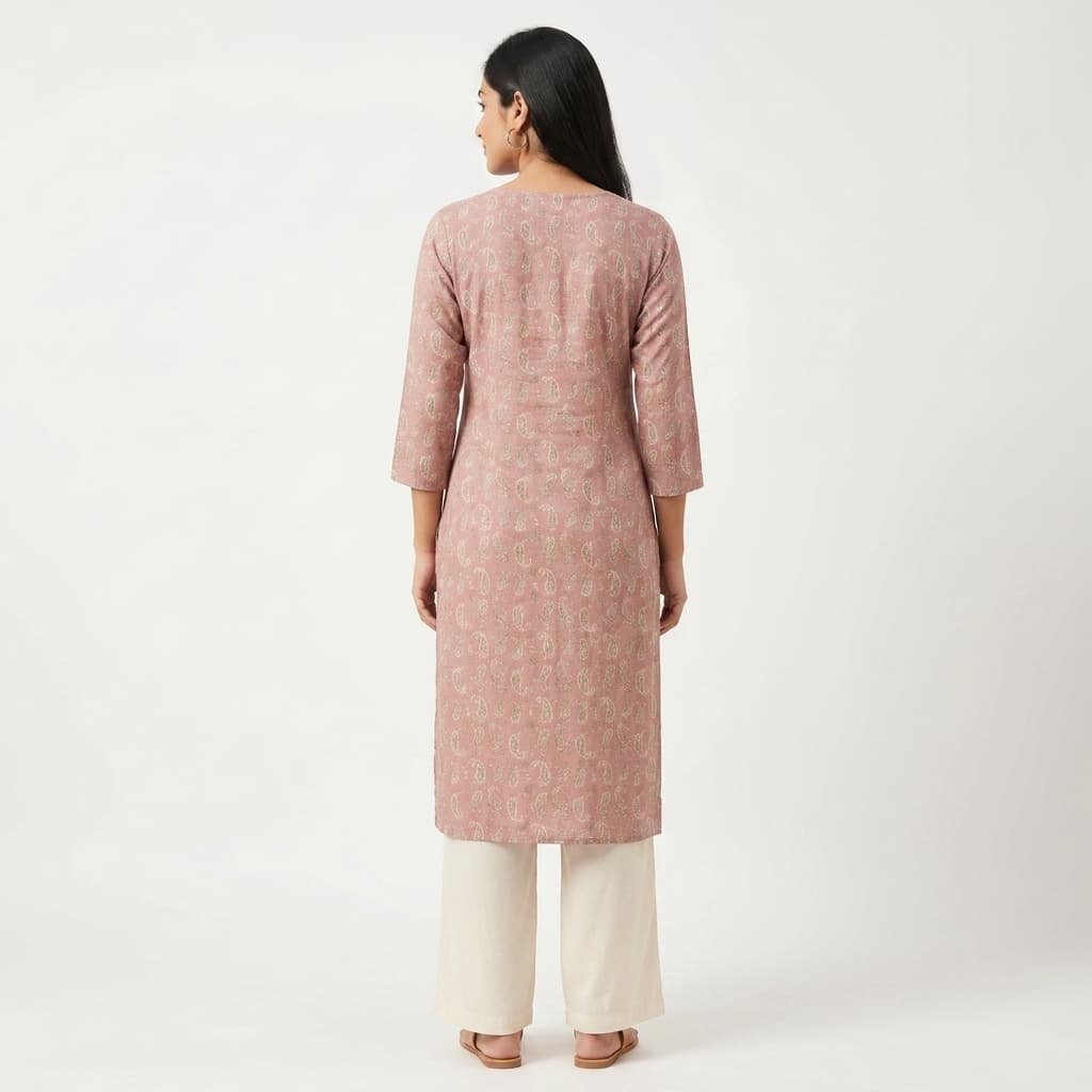 Flipkart alternate listing image — back on-model render at 1:1 square on white seamless showing construction details