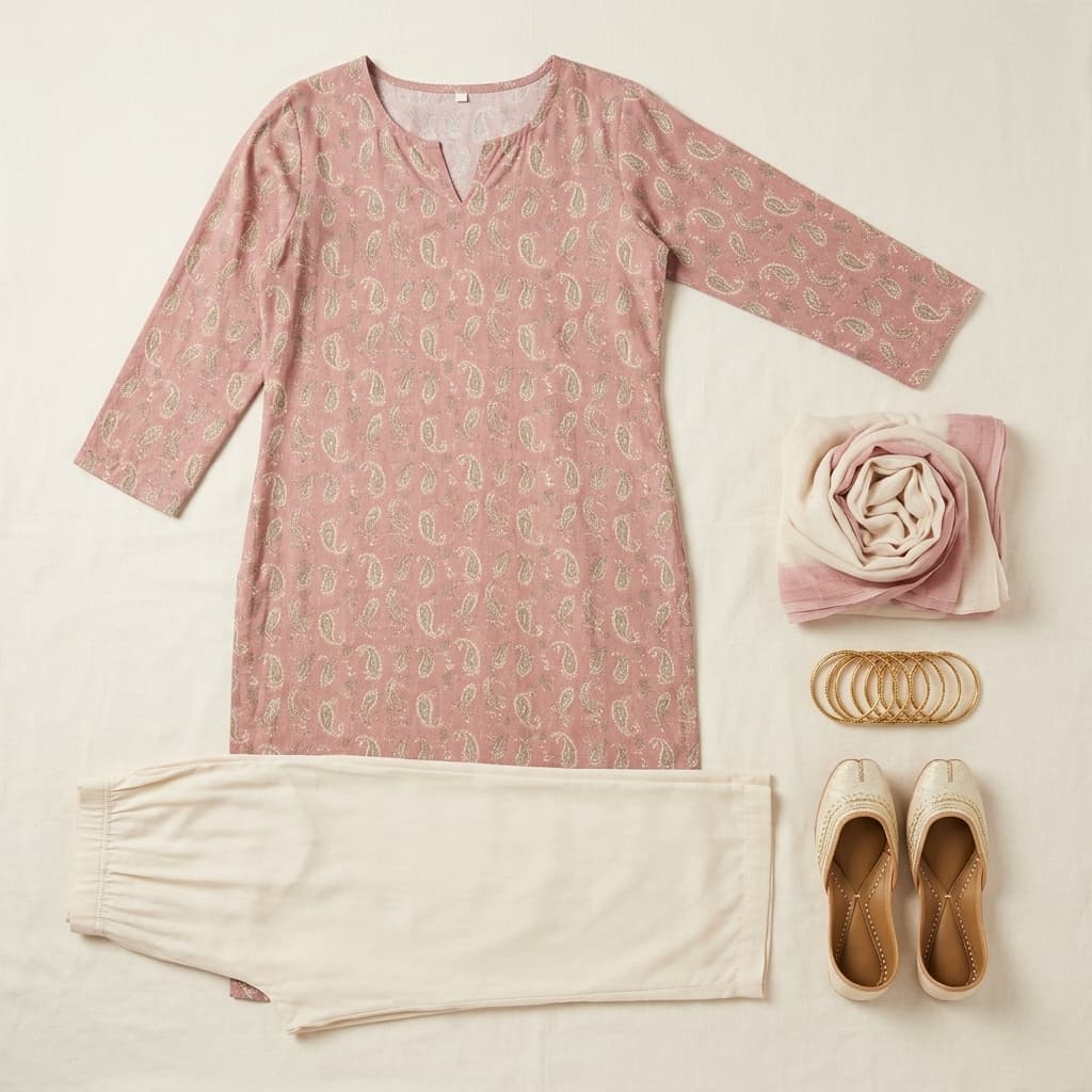 Flipkart alternate listing image — flat-lay accessory styling shot showing the garment with coordinated pieces