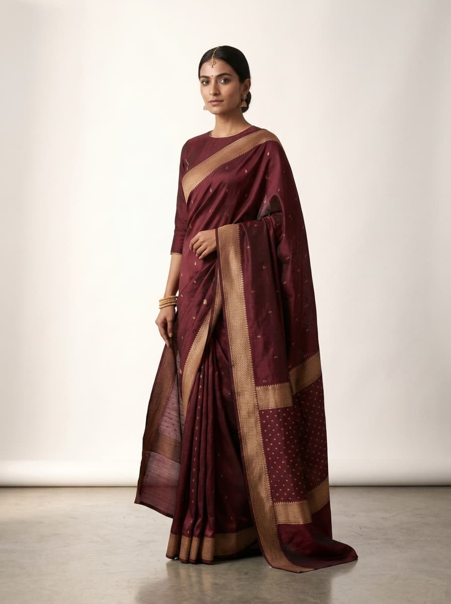 Nykaa Fashion alternate listing image — three-quarter side view at 3:4 portrait showing premium garment drape and fall