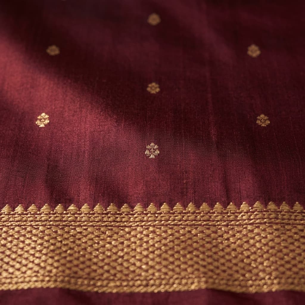 Nykaa Fashion alternate listing image — macro detail render of silk weave, zari work, and premium trim at scale