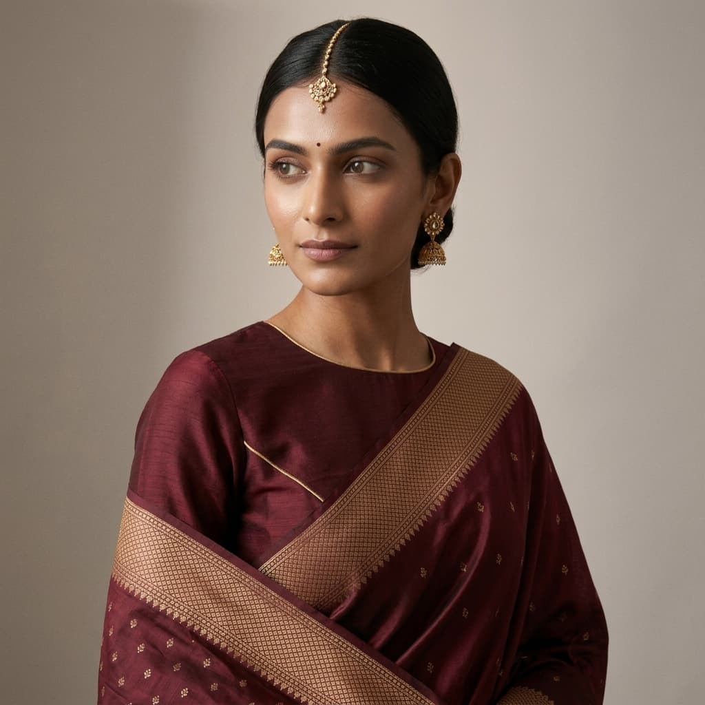 Nykaa Fashion alternate listing image — accessory and styling cross-shot composing jewelry with the saree
